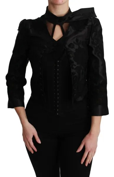 Куртка DOLCE - GABBANA Шелковый черный жаккардовый пиджак с цветочным принтом IT38 / US4/XS Рекомендуемая розничная цена 4300 долларов США