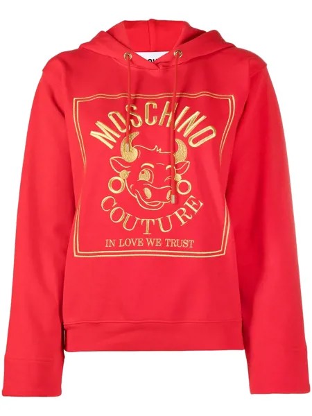 Moschino худи с кулиской и логотипом
