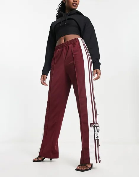 Бордовые спортивные брюки adidas Originals adibreak на кнопках
