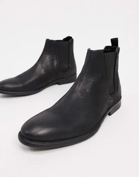 Черные ботинки челси с эффектом поношенности River Island-Черный