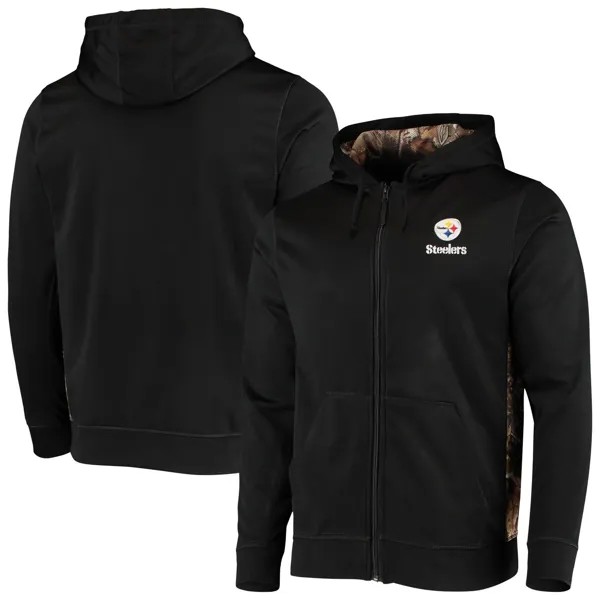 Мужская толстовка с капюшоном с молнией во всю длину Dunbrooke Black/Realtree Camo Pittsburgh Steelers Decoy Tech Fleece
