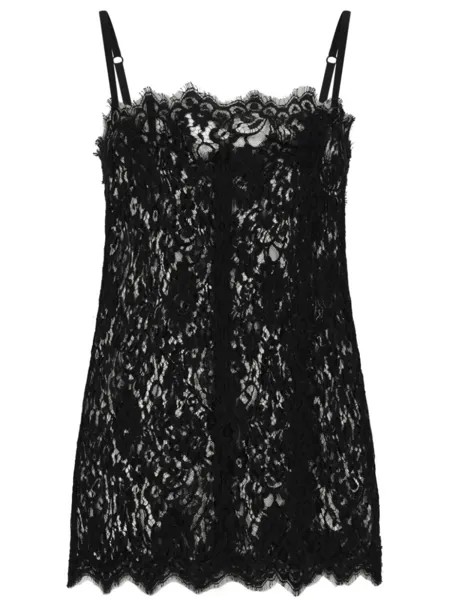 Dolce & Gabbana кружевной топ на бретелях с квадратным вырезом, черный