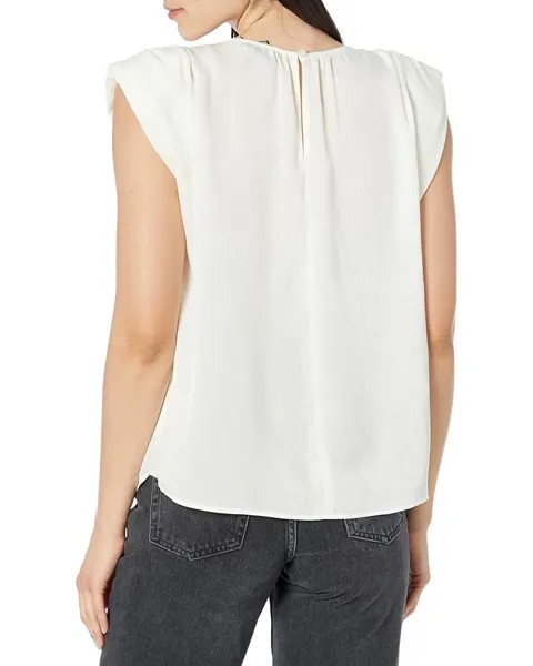 Топ DKNY Sleeveless Shoulder Pad Satin Shell Top, слоновая кость