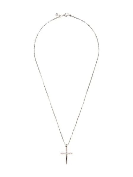 John Hardy Silver Classic Chain Jawan Necklace with Cross Pendant