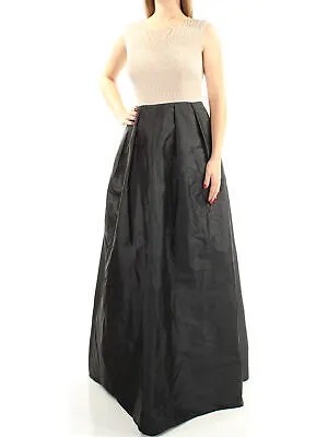 ADRIANNA PAPELL Женская черная юбка без рукавов Полная длина с расклешенным платьем 6