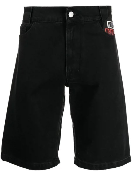 Raf Simons джинсовые шорты с нашивкой-логотипом