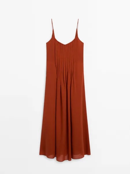 Платье Massimo Dutti Strappy Midi, красный