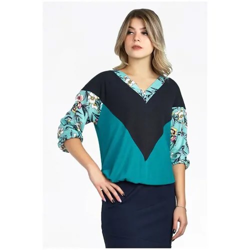 Блуза  Setty'S Collection, повседневный стиль, размер 44, бирюзовый