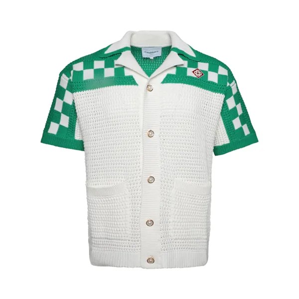 Рубашка из искусственного крючка Casablanca, цвет: белый/зеленый