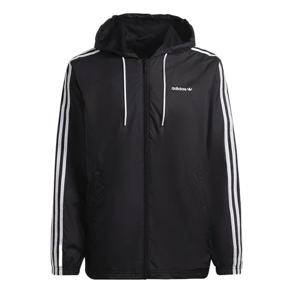 Куртка Adidas originals Trefoil C Wb Stripe Sports Hooded Black, Черный