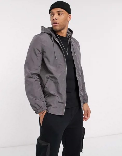Темно-серая спортивная куртка с капюшоном ASOS DESIGN-Серый