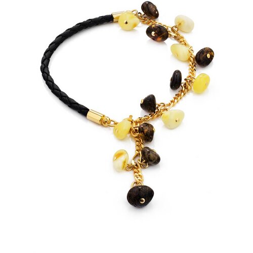 Браслет-цепочка AmberHandmade, янтарь, 1 шт., размер 10 см, коричневый, бежевый