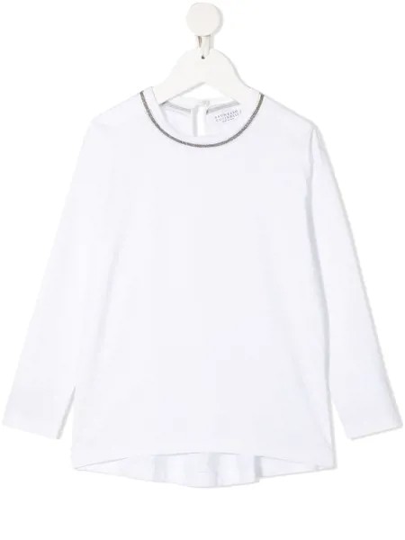 Brunello Cucinelli Kids футболка с длинными рукавами и заклепками