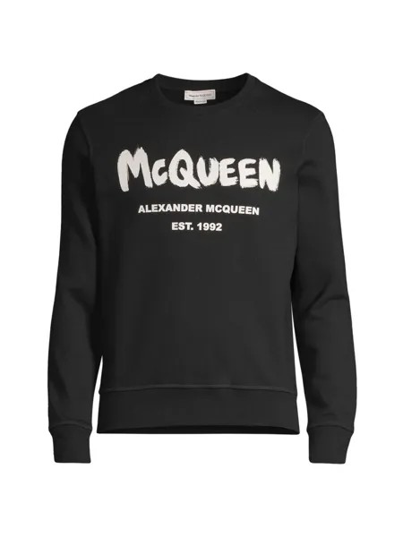 Толстовка с круглым вырезом и логотипом граффити Alexander McQueen, черный