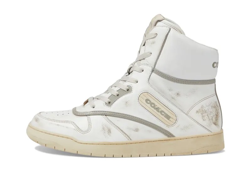 Кроссовки COACH Distressed Leather High-Top Sneaker, белый