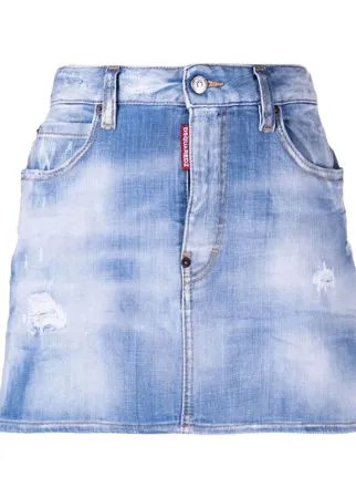 Dsquared2 джинсовая юбка с эффектом потертости