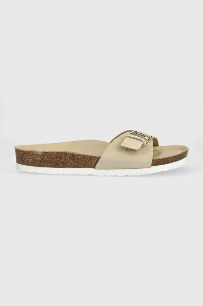 Замшевые шлепанцы TH MULE SANDAL SUEDE Tommy Hilfiger, бежевый