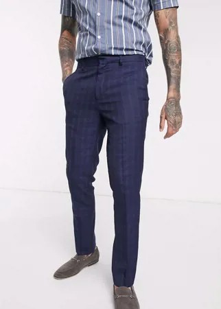 Узкие строгие брюки в клетку Burton Menswear-Голубой