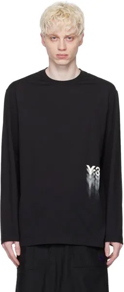 Черная футболка с длинным рукавом с графическим рисунком Y-3, цвет Black