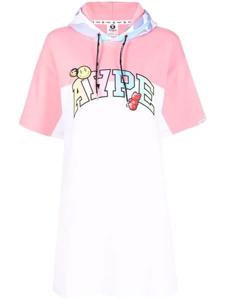 AAPE BY *A BATHING APE® платье-футболка с капюшоном и логотипом
