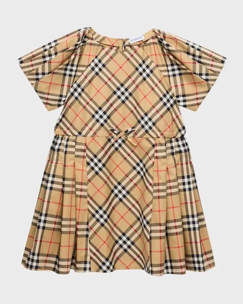 Платье в клетку Jada из хлопкового твила для девочек, размер 3–14 Burberry, цвет Archive Beige Check