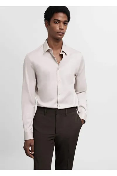 Супероблегающая рубашка из поплина Mango, серый