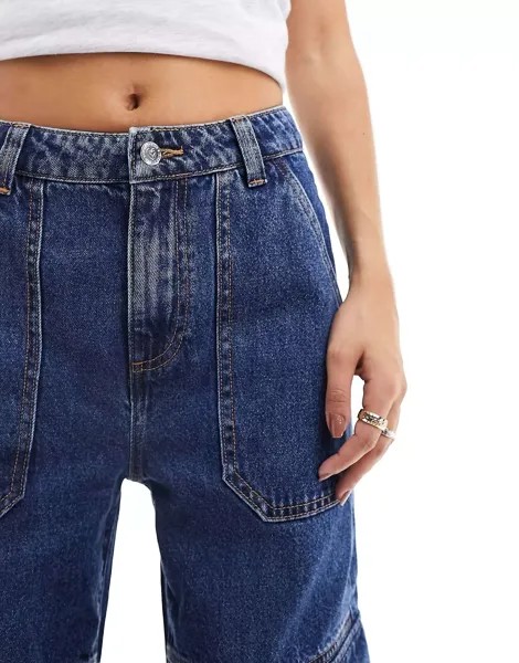 Мешковатые джинсы-карго Miss Selfridge цвета темного индиго