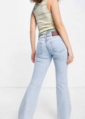 Выбеленные джинсы клеш с заниженной талией в стиле 90-х Reclaimed Vintage Inspired-Голубой