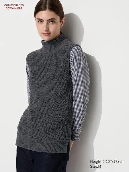 Джемпер без рукавов из смеси хлопка Uniqlo, серый