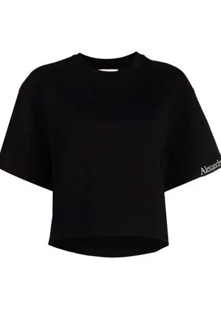 Alexander McQueen укороченная футболка с вышитым логотипом