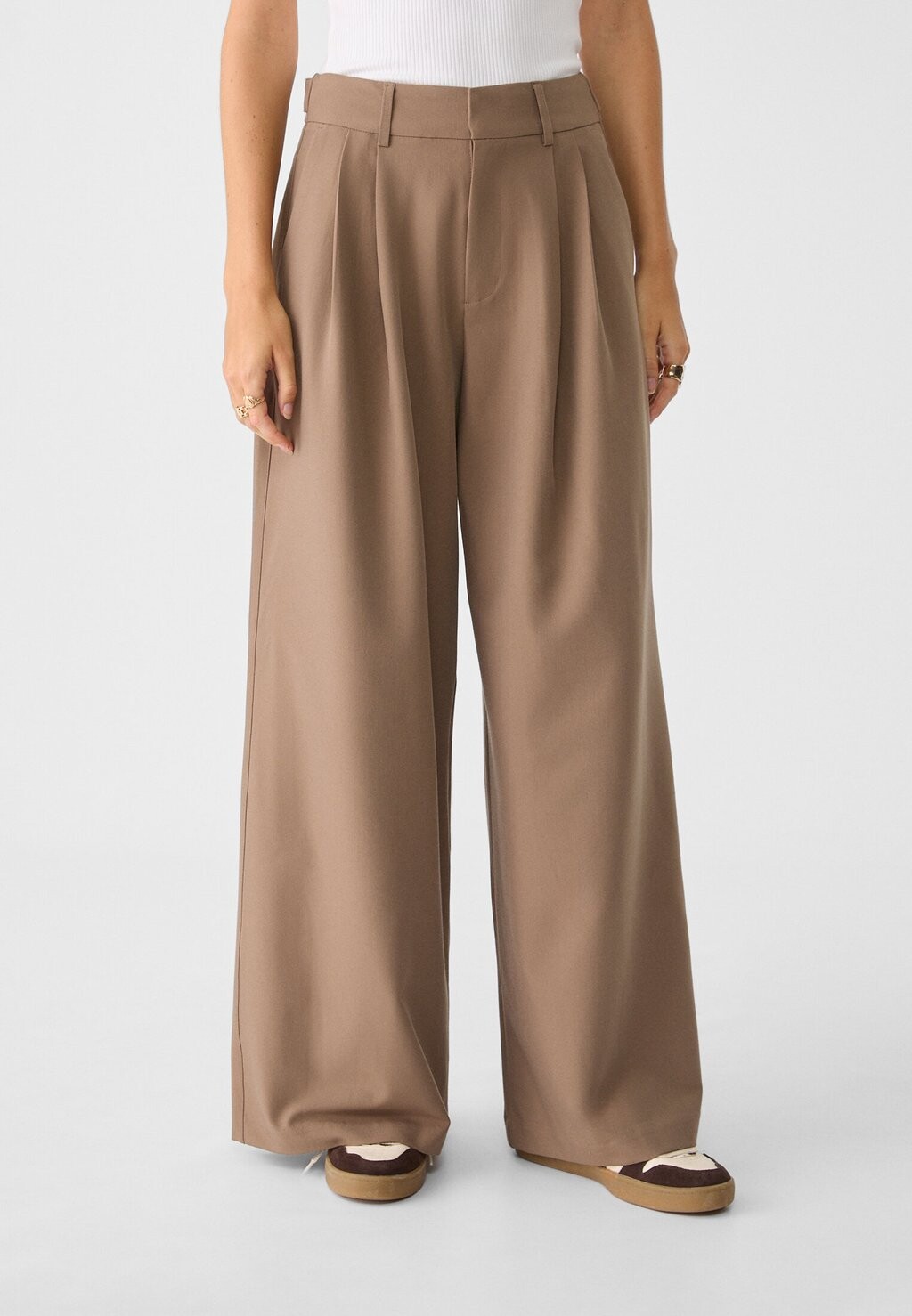 Брюки SUPER WIDE-LEG ADJUSTABLE  Stradivarius, цвет Mottled Light Brown