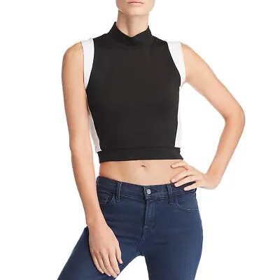 Женская черно-белая укороченная рубашка с воротником-стойкой и контрастной отделкой Kendall + Kylie XS BHFO 7782