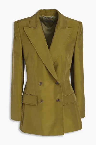 Двубортный пиджак из стираного шелка Alberta Ferretti, цвет Leaf green