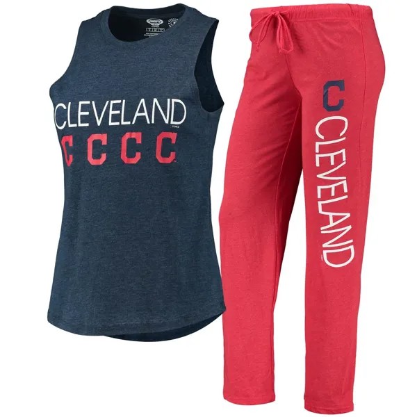 Женский спортивный красный/темно-синий комплект Cleveland Guardians Meter Muscle Майка и брюки для сна