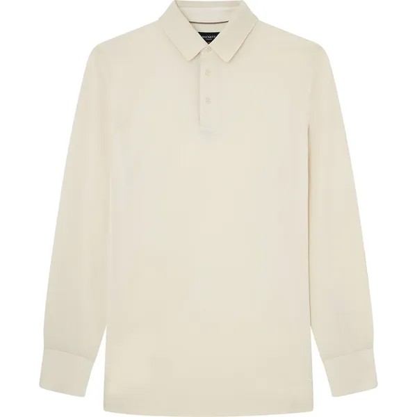 Поло с длинным рукавом Hackett Fashioned Collar, бежевый