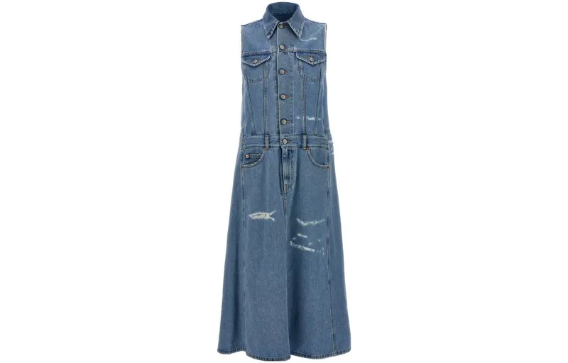 Платье без рукавов женское синее Mm6 Maison Margiela