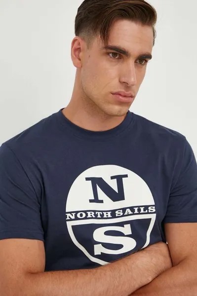 Хлопковая футболка North Sails, темно-синий