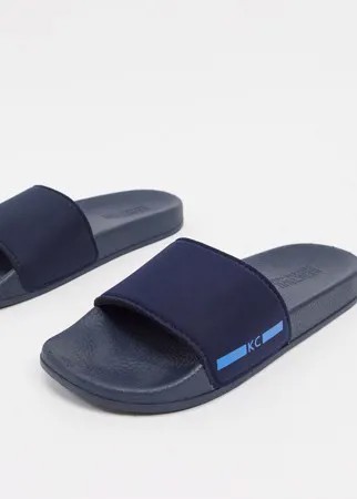 Темно-синие шлепанцы с широкой перемычкой Kenneth Cole-Темно-синий