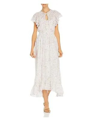 REBECCA TAYLOR Женское белое платье миди на подкладке с развевающимися рукавами + расклешенное платье 4