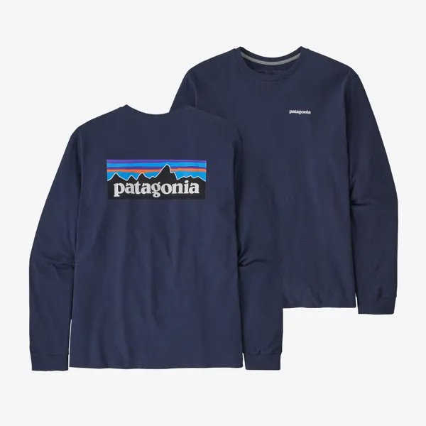 Мужская футболка с длинными рукавами P-6 и логотипом Responsibili Patagonia, цвет Classic Navy