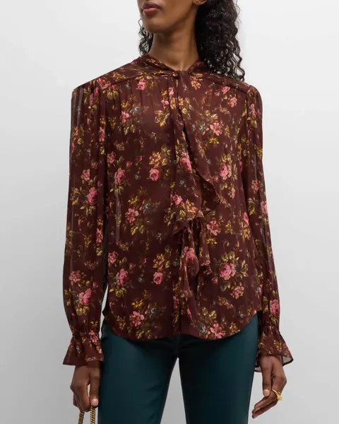 Жатая блузка с длинными рукавами и цветочным принтом Clementency PAIGE