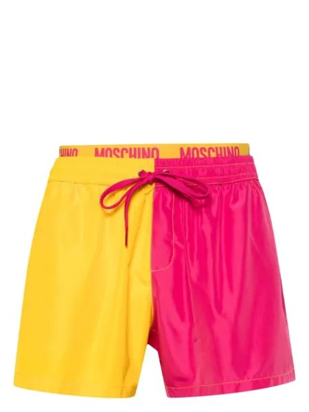 Moschino плавки-шорты в стиле колор-блок, розовый