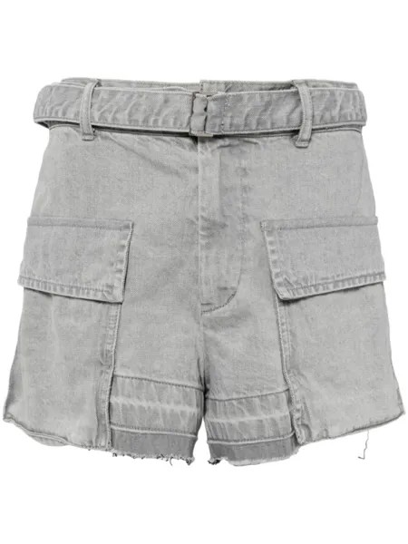 Sacai джинсовые шорты с поясом, серый