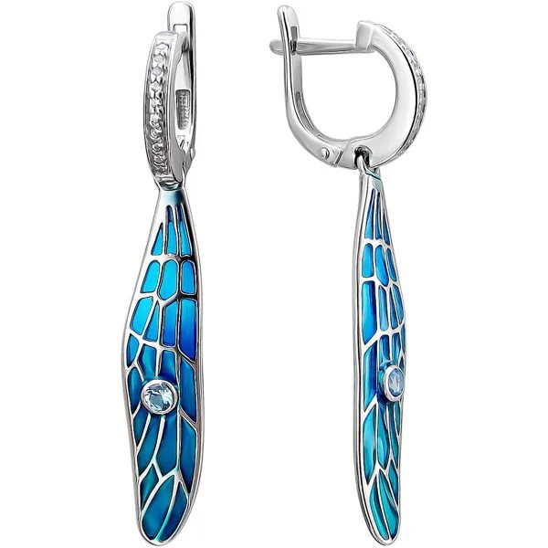 Серьги женские из серебра Мириада Б19C250182Э, эмаль/swarovski