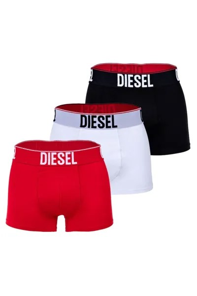 Боксеры с логотипом на талии, 3 пары Diesel, красный