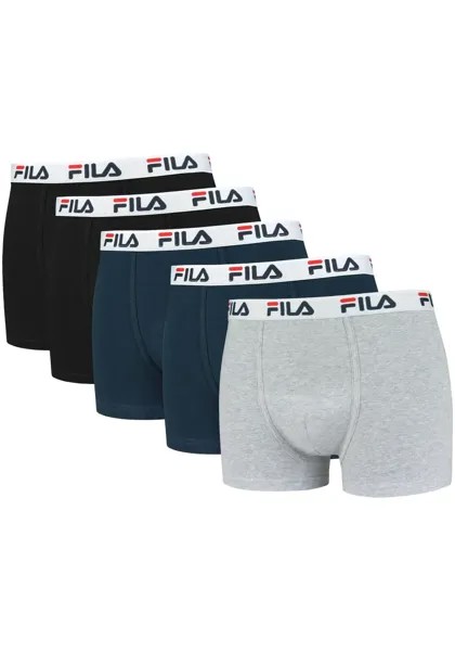 Трусы-боксеры Fila (экономная упаковка, 5 шт.), с поясом с логотипом, синий
