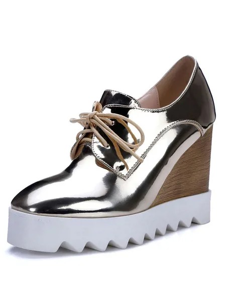 Milanoo Women's Wedge Oxfords Lace Up Platform Shoes