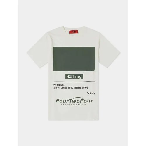 Футболка 424 Print T-Shirt, размер M, белый, зеленый