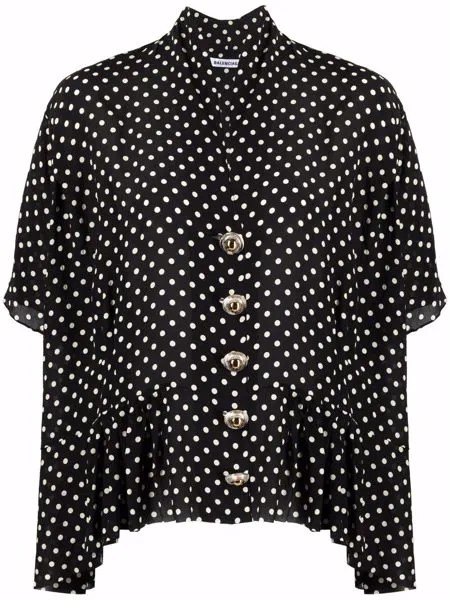 Balenciaga шелковая блузка оверсайз с V-образным вырезом