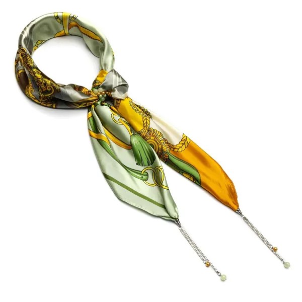 Шейный платок женский FOXTROT 002250 желто-зеленый, 90х90 см